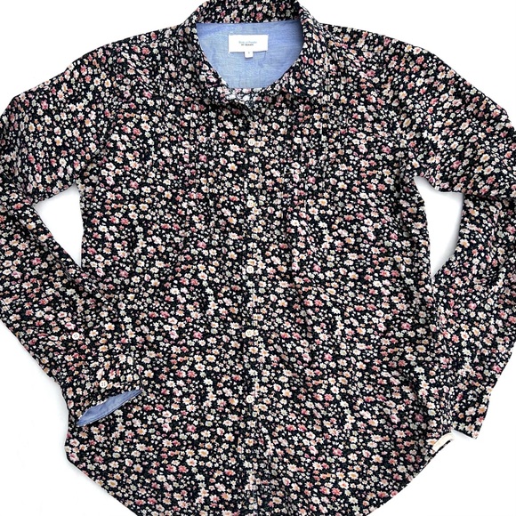 Trovata Birds of Paradis Pintuck Pleated Floral Corduroy Long Sleeve Blouse - Picture 1 of 9